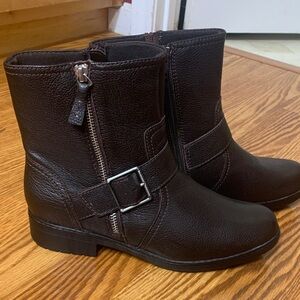 Clarks Dark Brown Ankle Booties with Buckle